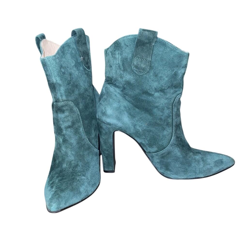 Chinese Laundry Green Suede Ankle Boots collab Kristin Cavallari whimsigoth 8 - Picture 4 of 10